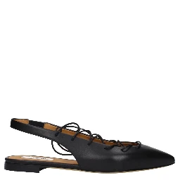 Black Leather Flats