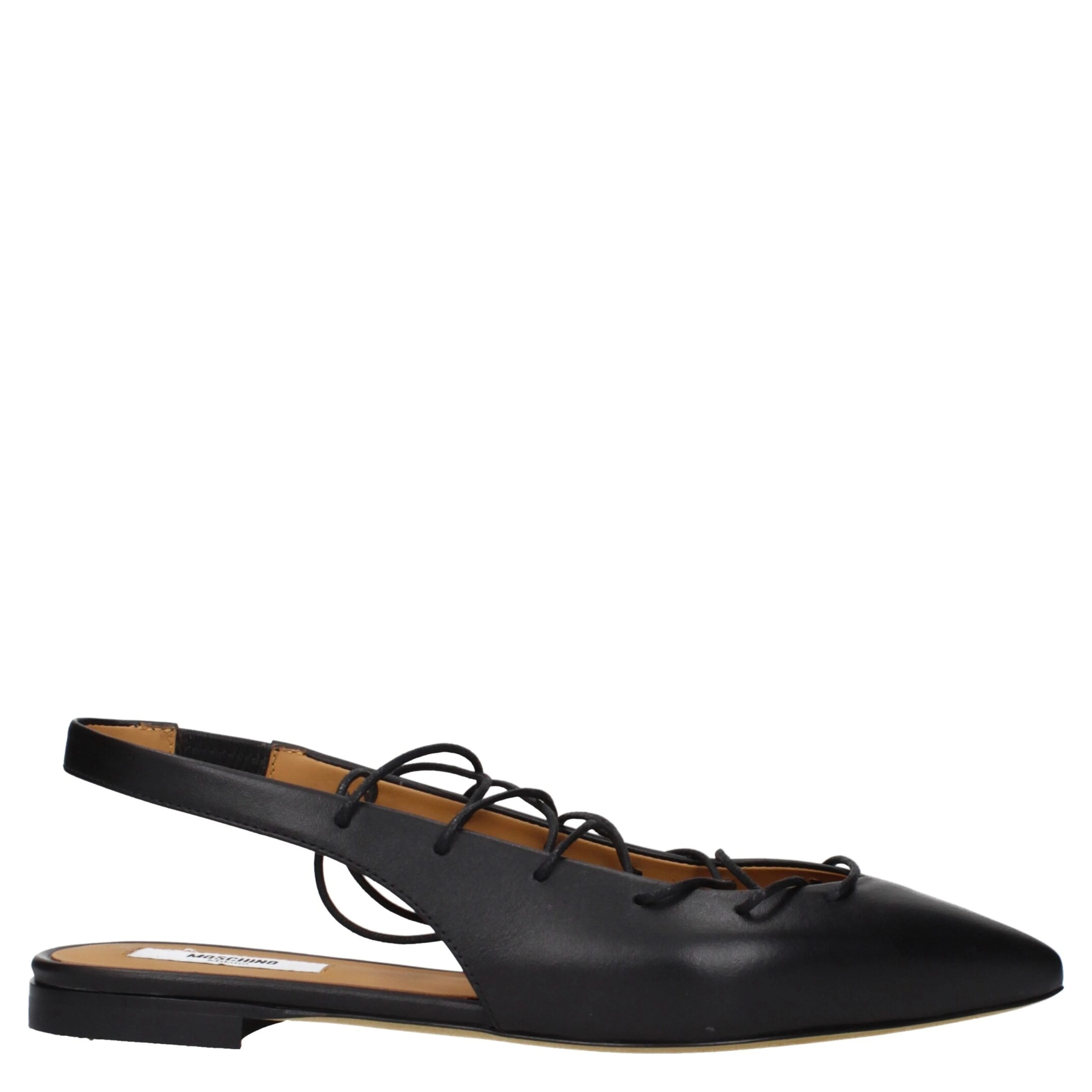 Black Leather Flats
