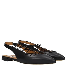 Black Leather Flats