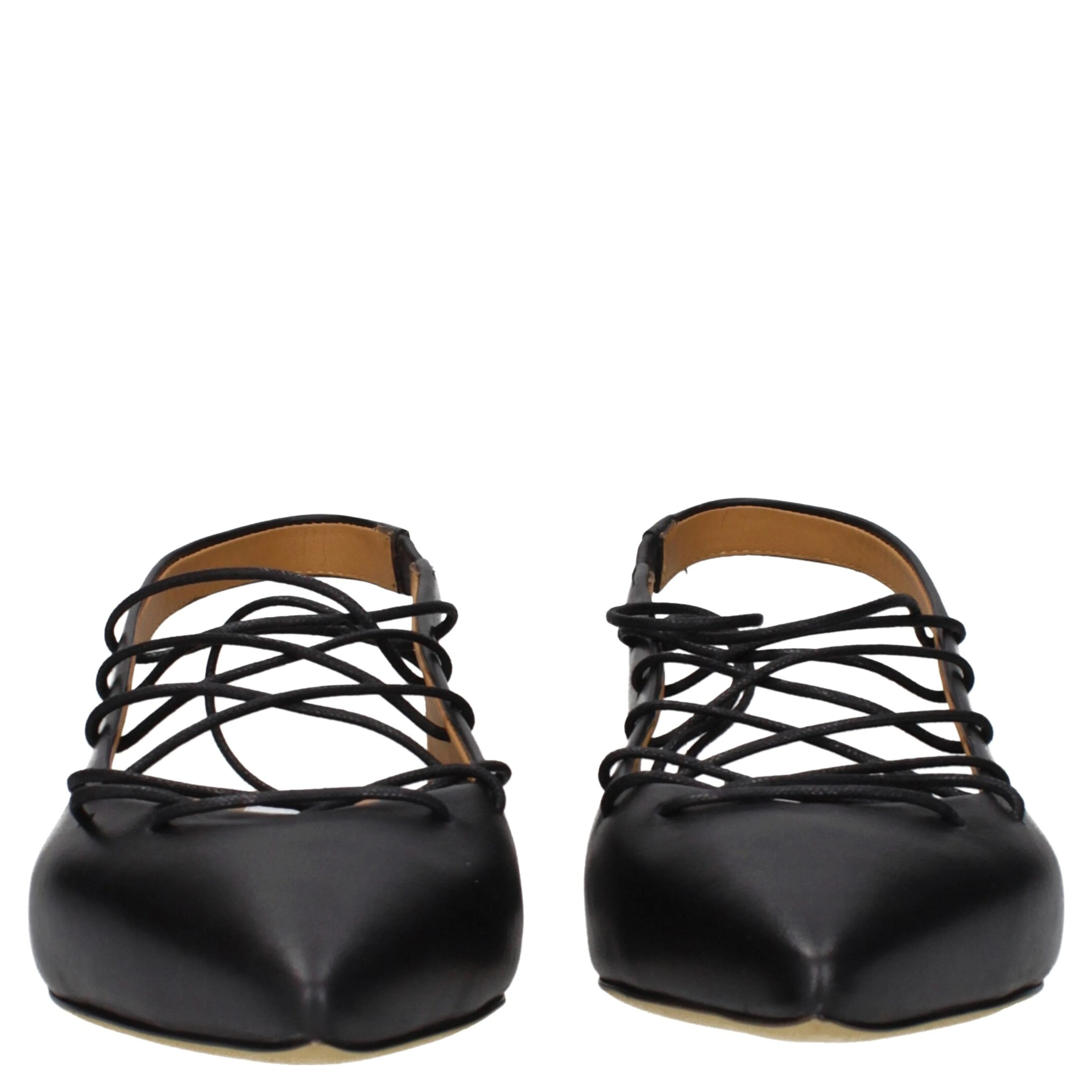 Black Leather Flats