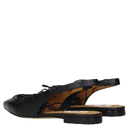 Black Leather Flats