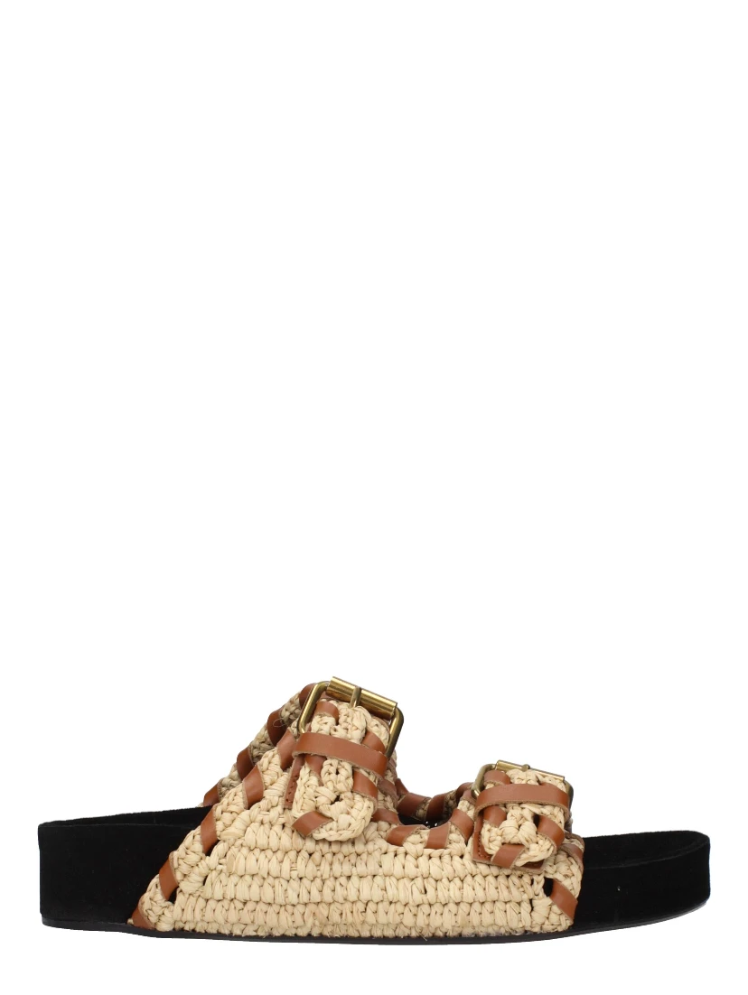 Beige Raffia Slippers