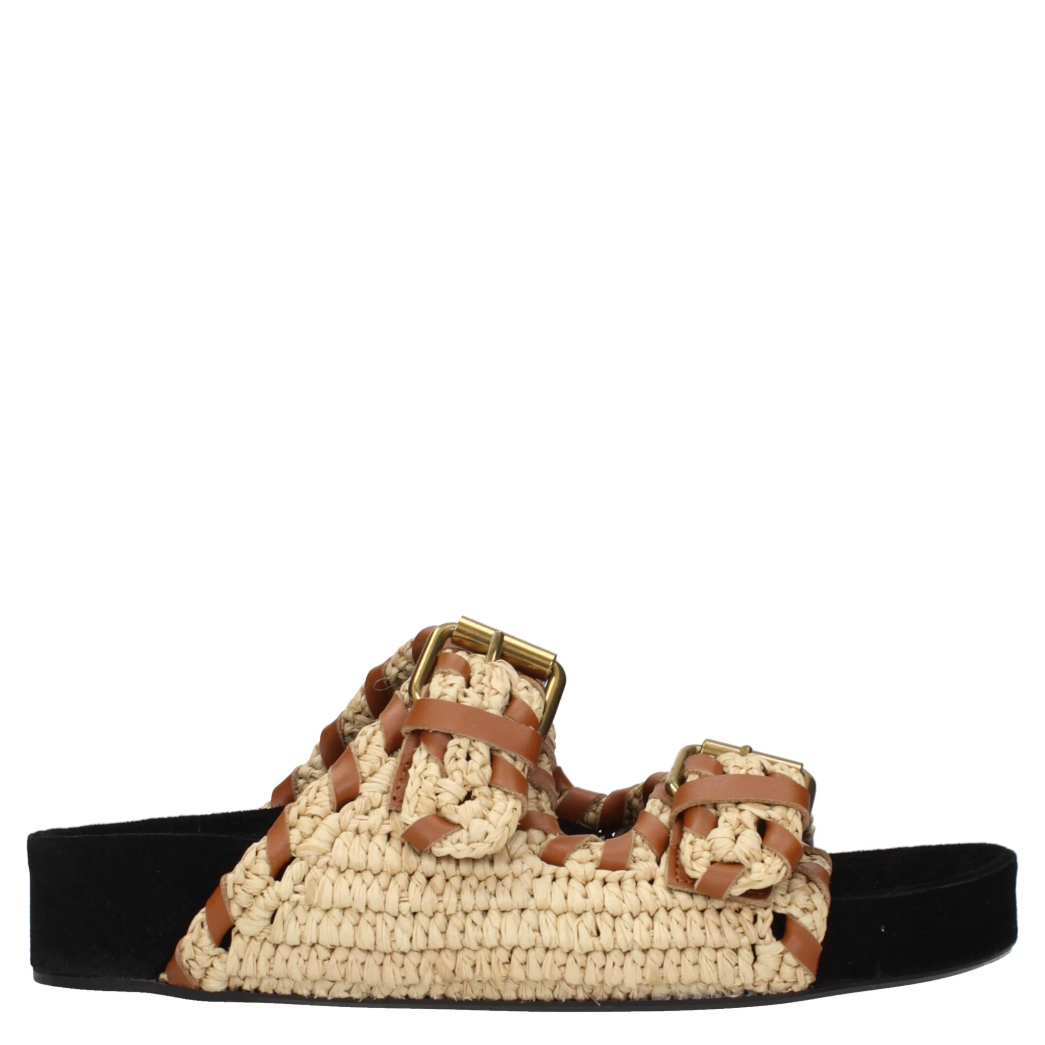Beige Raffia Slippers