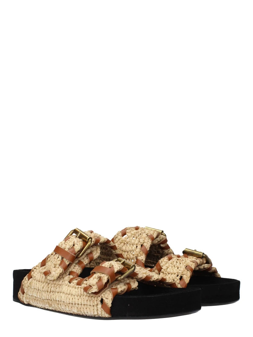 Beige Raffia Slippers