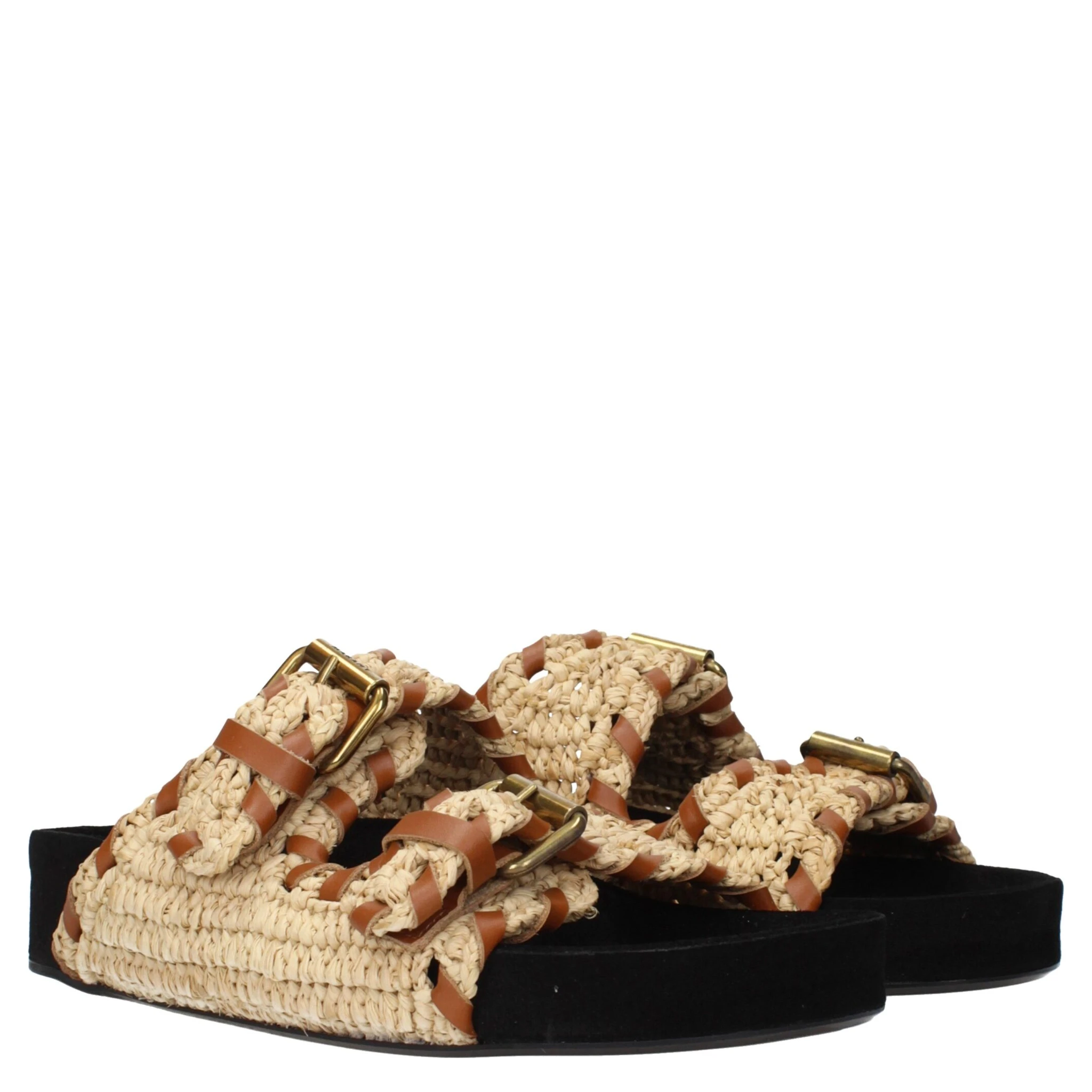 Beige Raffia Slippers