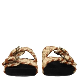 Beige Raffia Slippers