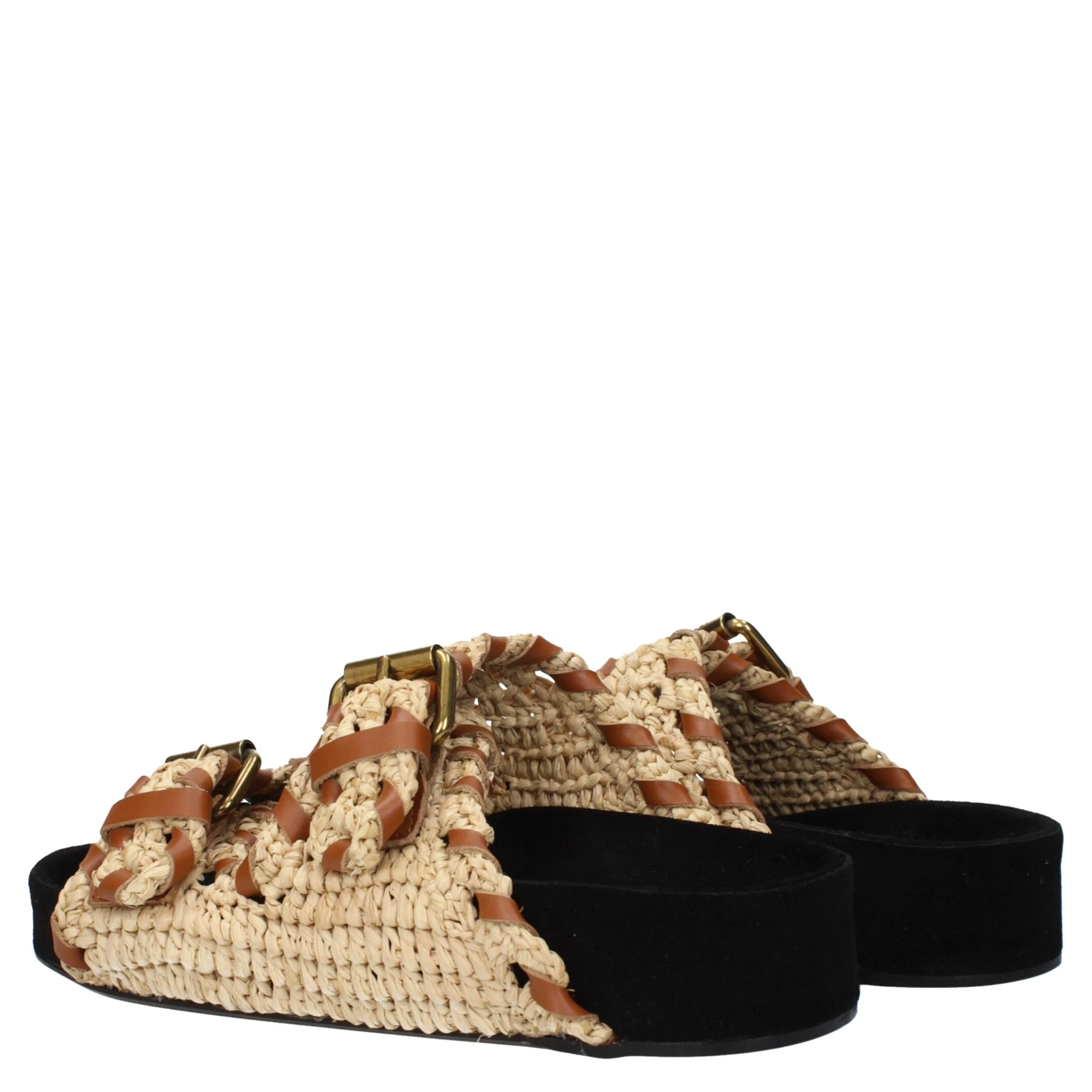 Beige Raffia Slippers