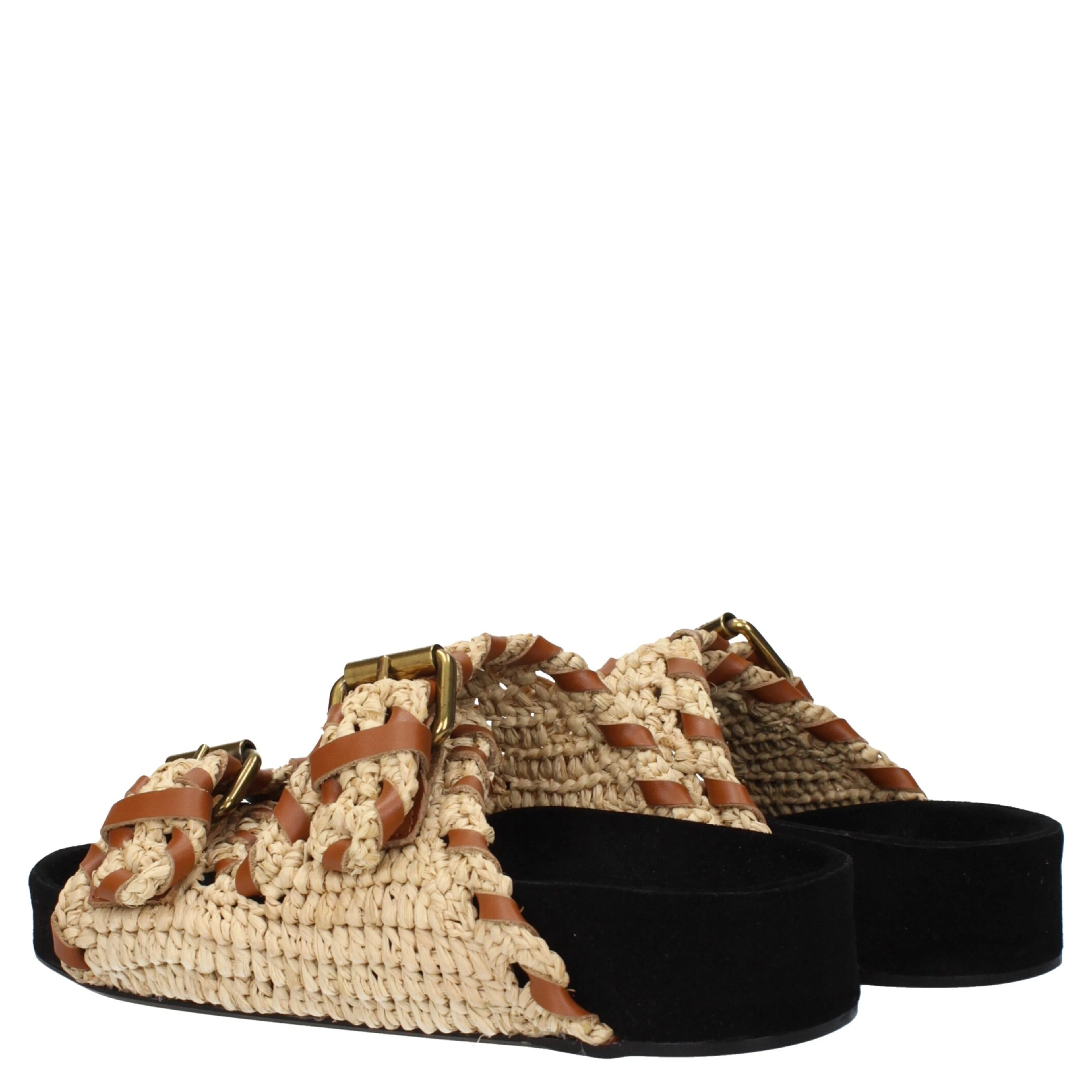 Beige Raffia Slippers