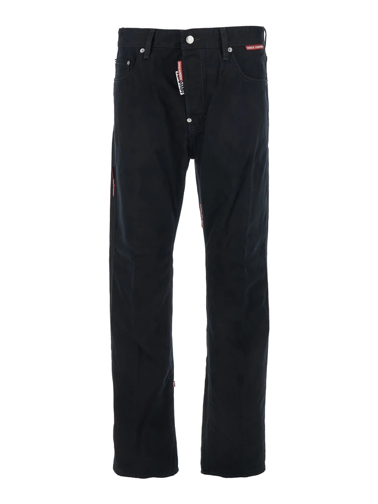 D2 x Magliano Black Jeans with Belt Loops and Logo Patch on the Rear in Denim Man