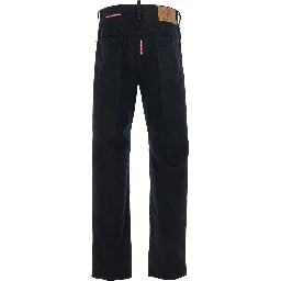 D2 x Magliano Black Jeans with Belt Loops and Logo Patch on the Rear in Denim Man