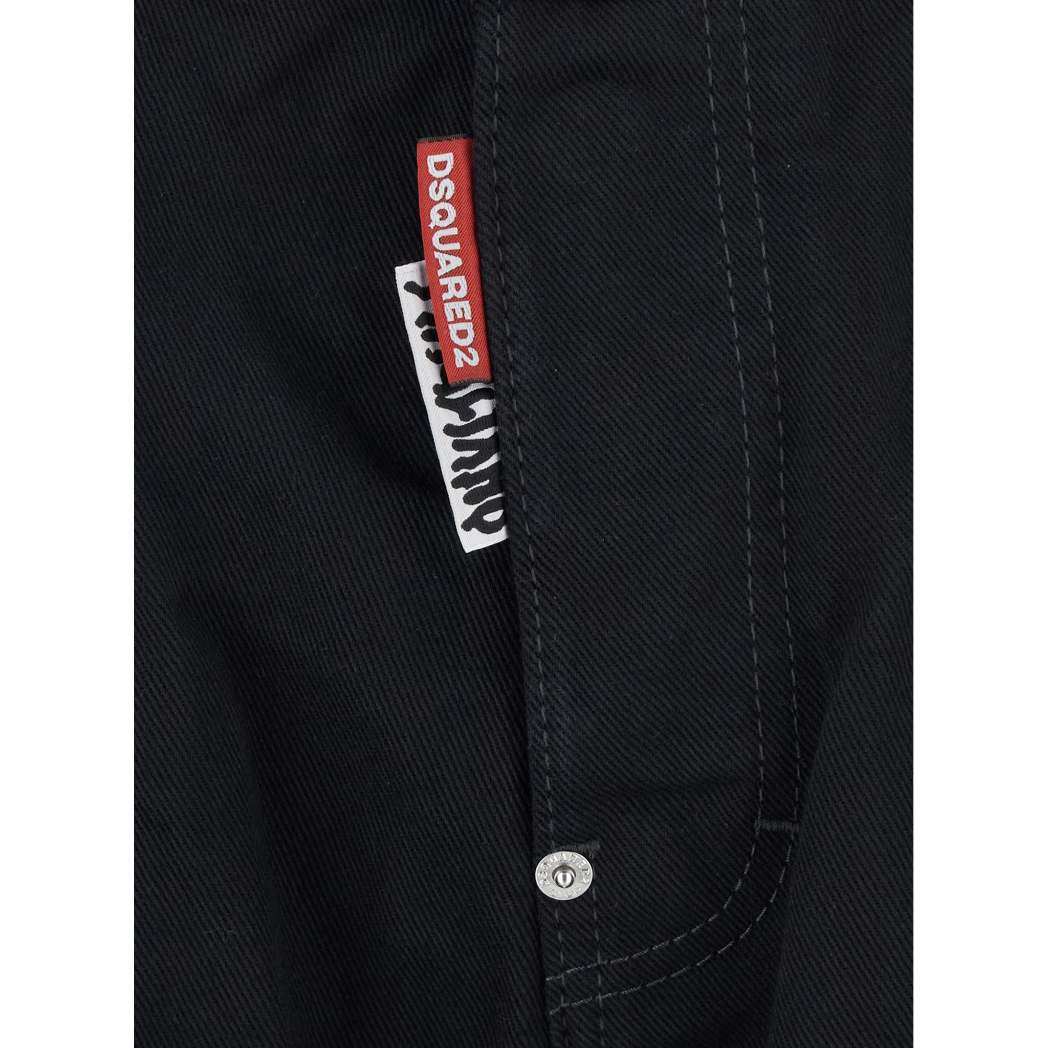 D2 x Magliano Black Jeans with Belt Loops and Logo Patch on the Rear in Denim Man