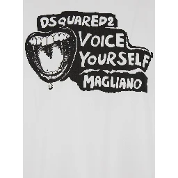 D2 x Magliano White Crewneck T-Shirt with Maxi Print on the Front in Cotton Man