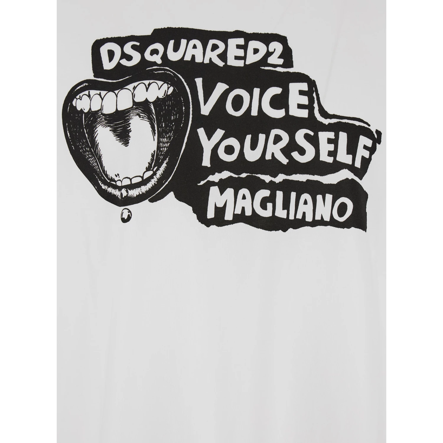 D2 x Magliano White Crewneck T-Shirt with Maxi Print on the Front in Cotton Man