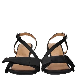 Black Fabric Stiletto Heel Sandals