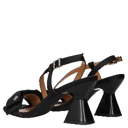 Black Fabric Stiletto Heel Sandals