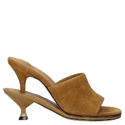 Brown Leather Stiletto Heel Sandals