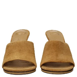 Brown Leather Stiletto Heel Sandals