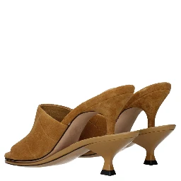 Brown Leather Stiletto Heel Sandals