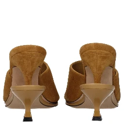 Brown Leather Stiletto Heel Sandals