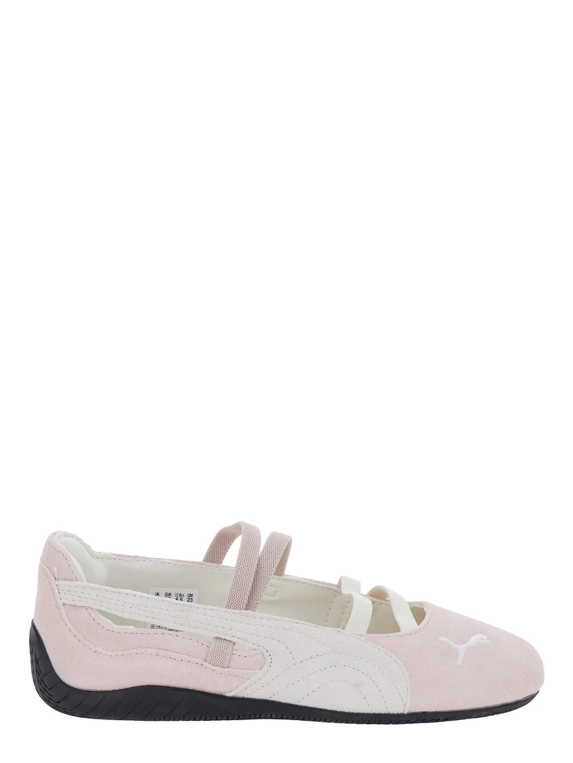 Speedcat Ballet Pink Sneaker with Embroidered Logo on the Front and Elastic Band in Suede Woman