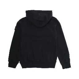 Black Sweatshirt with Fixed Hood and Logo Patch on the Sleeve in Cotton Boy