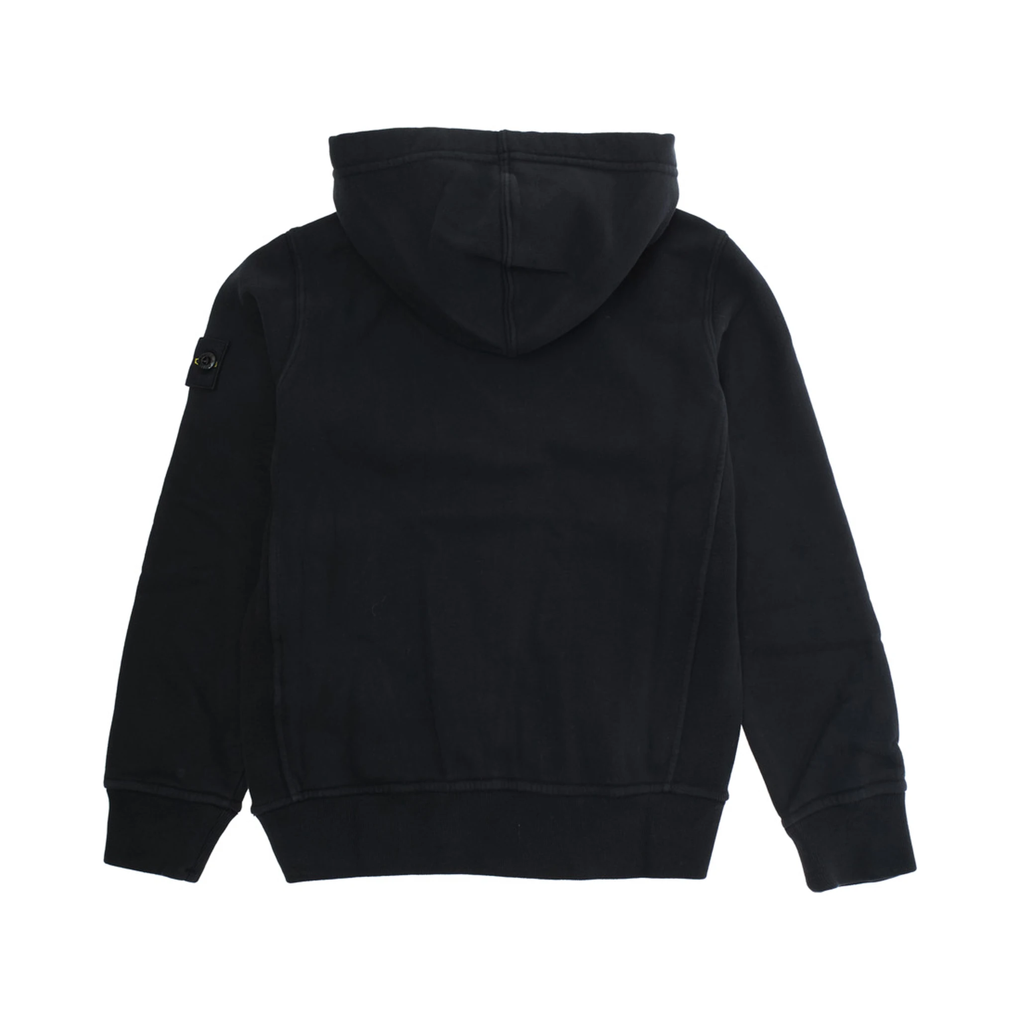 Black Sweatshirt with Fixed Hood and Logo Patch on the Sleeve in Cotton Boy