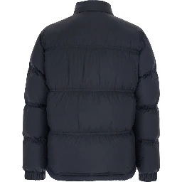 Sernur Black Down Jacket with High Neck with Buttons and Logo Patch on the Sleeve in Tech Fabric Man