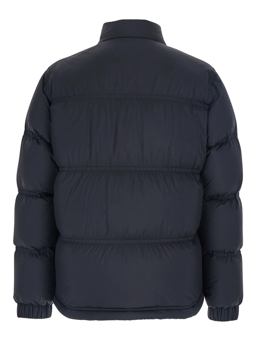 Sernur Black Down Jacket with High Neck with Buttons and Logo Patch on the Sleeve in Tech Fabric Man