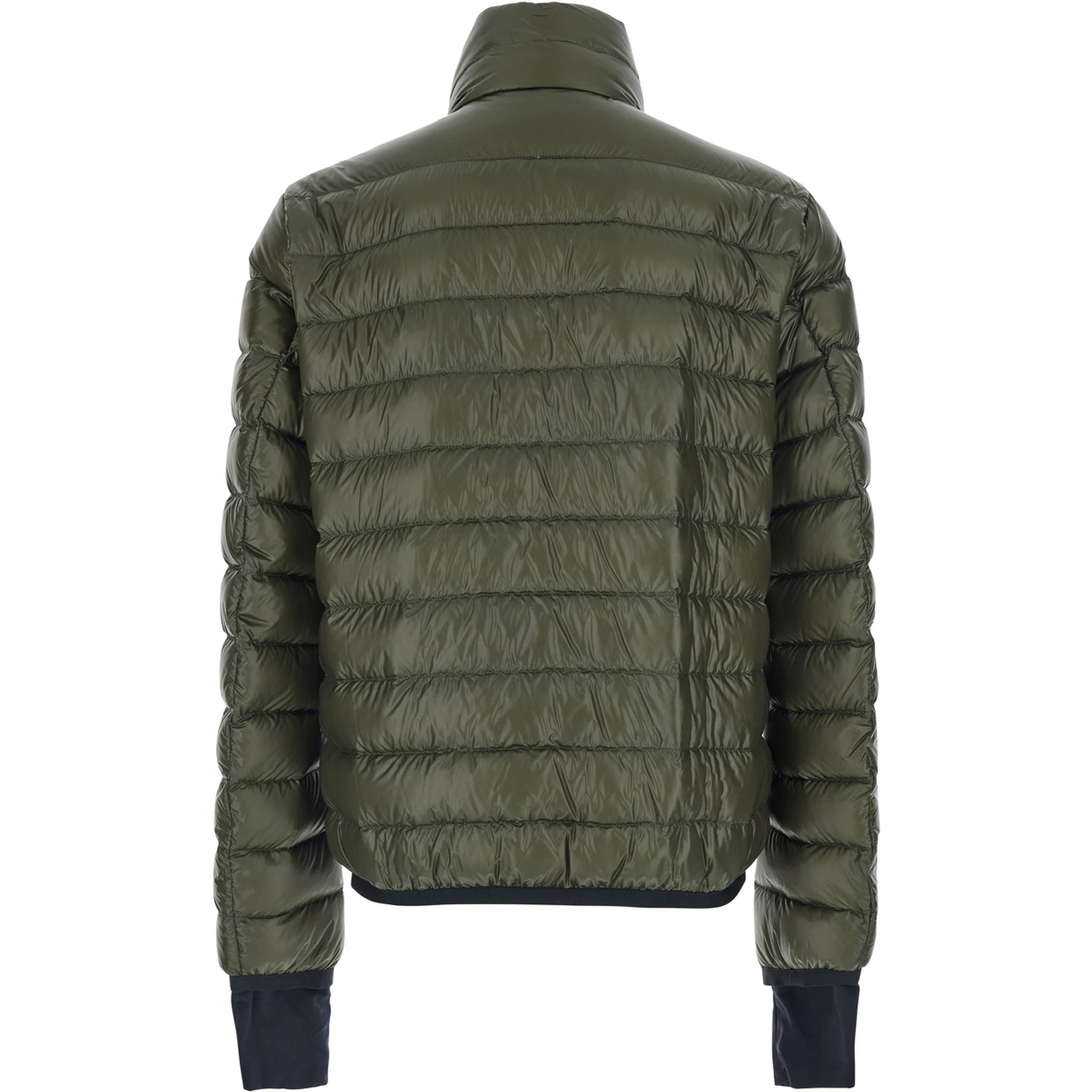 Hers Green Down Jacket with High Neck and Logo Patch on the Sleeve in Tech Fabric Man
