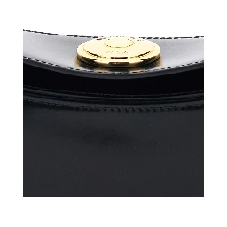 Le Calisso Black Shoulder Bag with Engraved Snap Button in Leather Woman