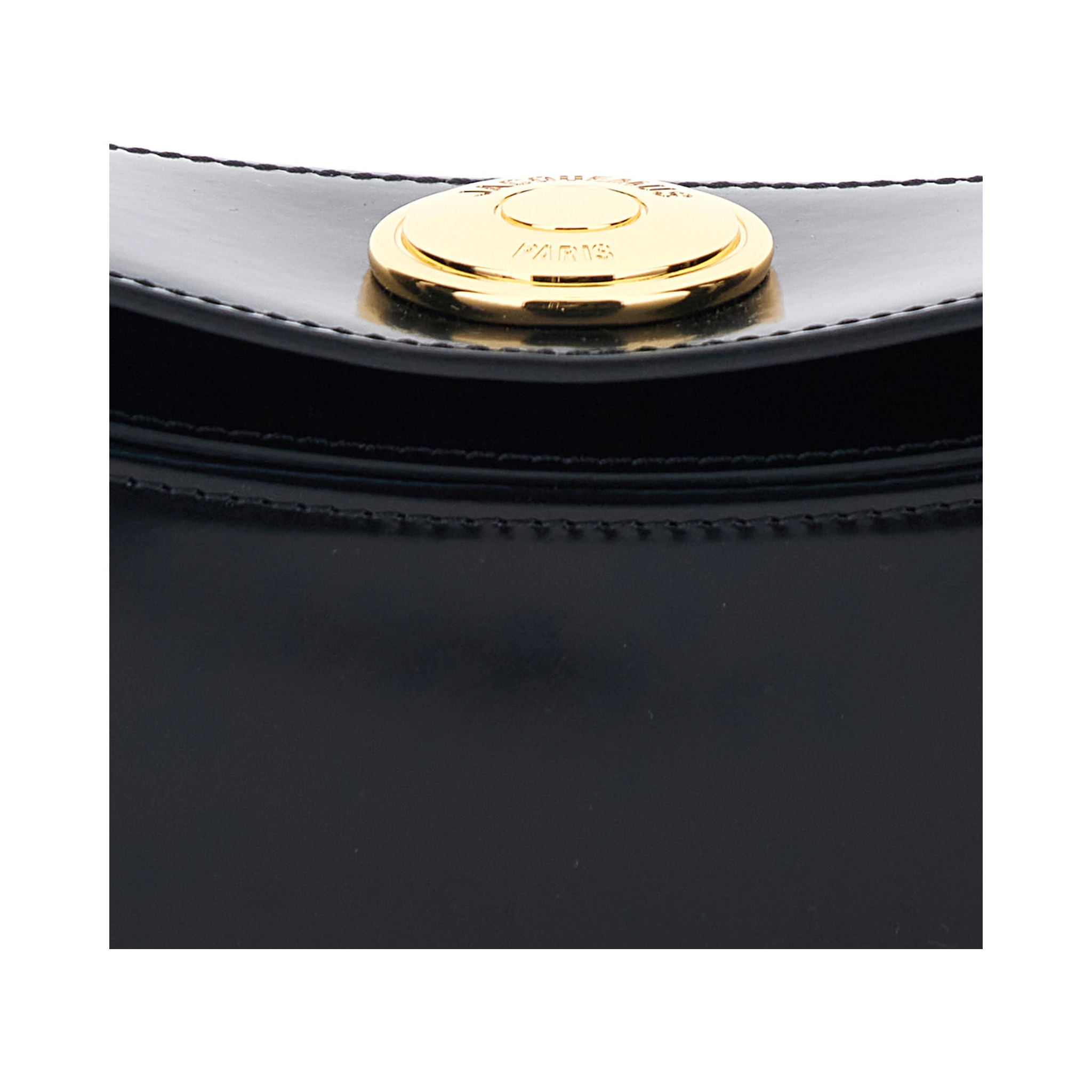 Le Calisso Black Shoulder Bag with Engraved Snap Button in Leather Woman