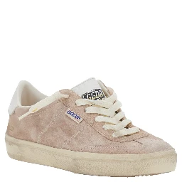 Soul-Star Pink Low Top Sneakers with Metallic Heel Tab in Suede Woman