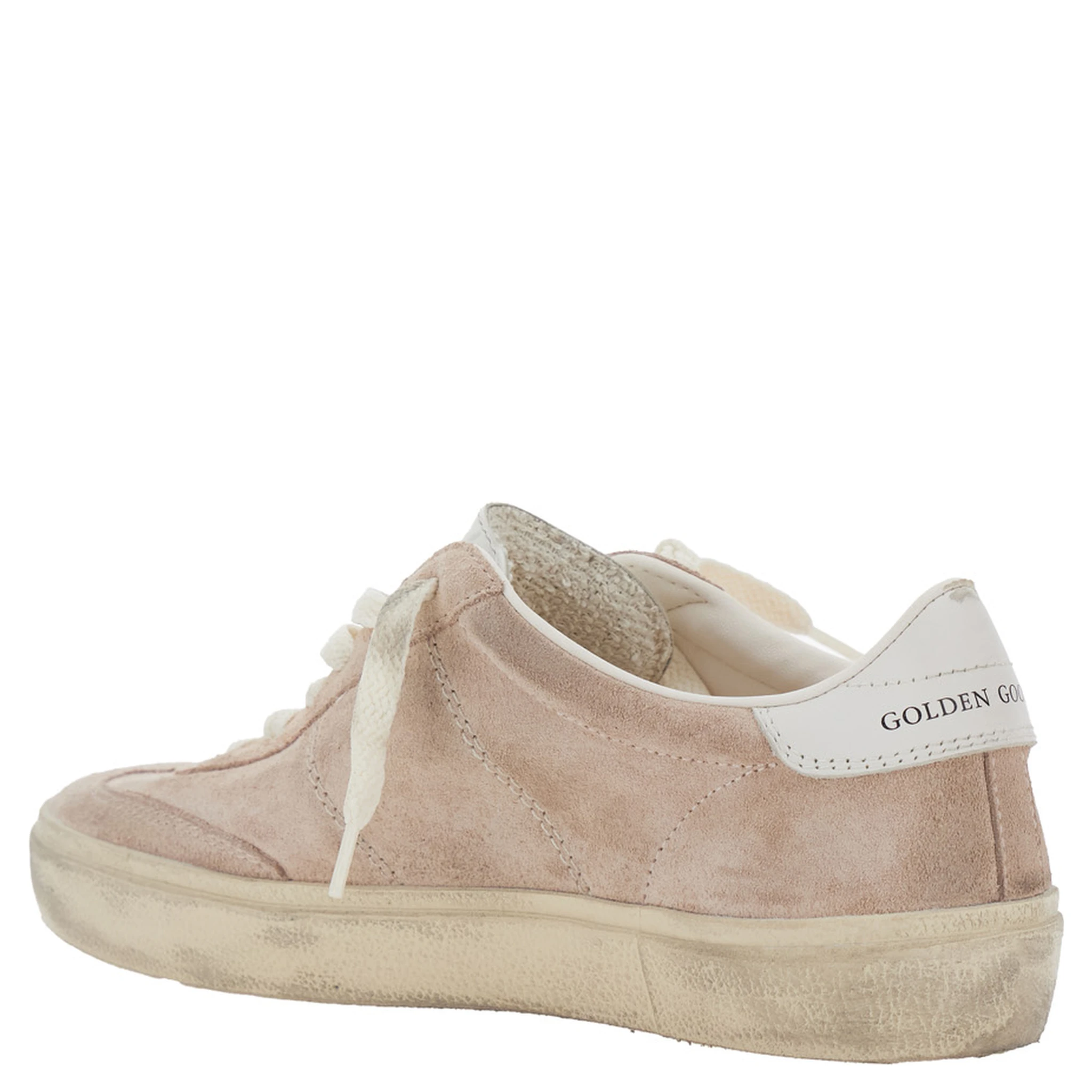 Soul-Star Pink Low Top Sneakers with Metallic Heel Tab in Suede Woman