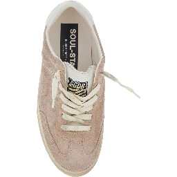 Soul-Star Pink Low Top Sneakers with Metallic Heel Tab in Suede Woman