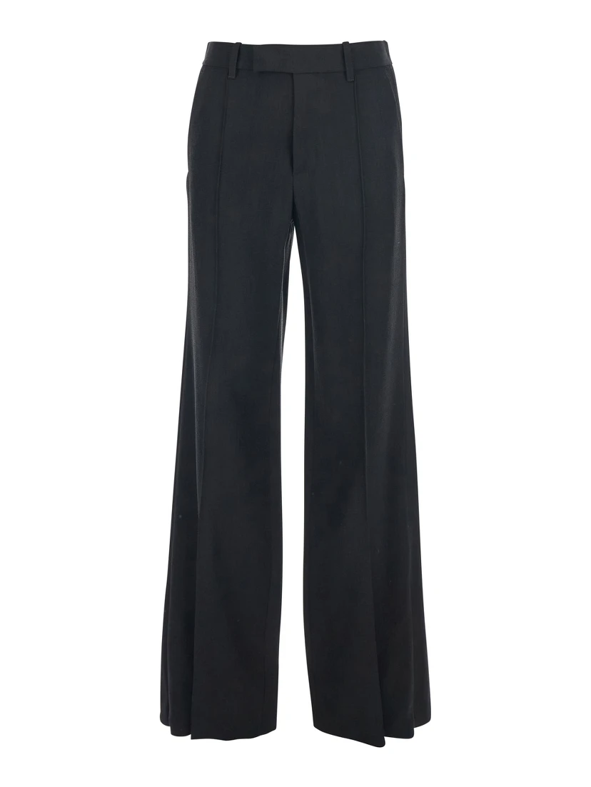 Black Pants with Belt Loops in Viscose Blend Woman