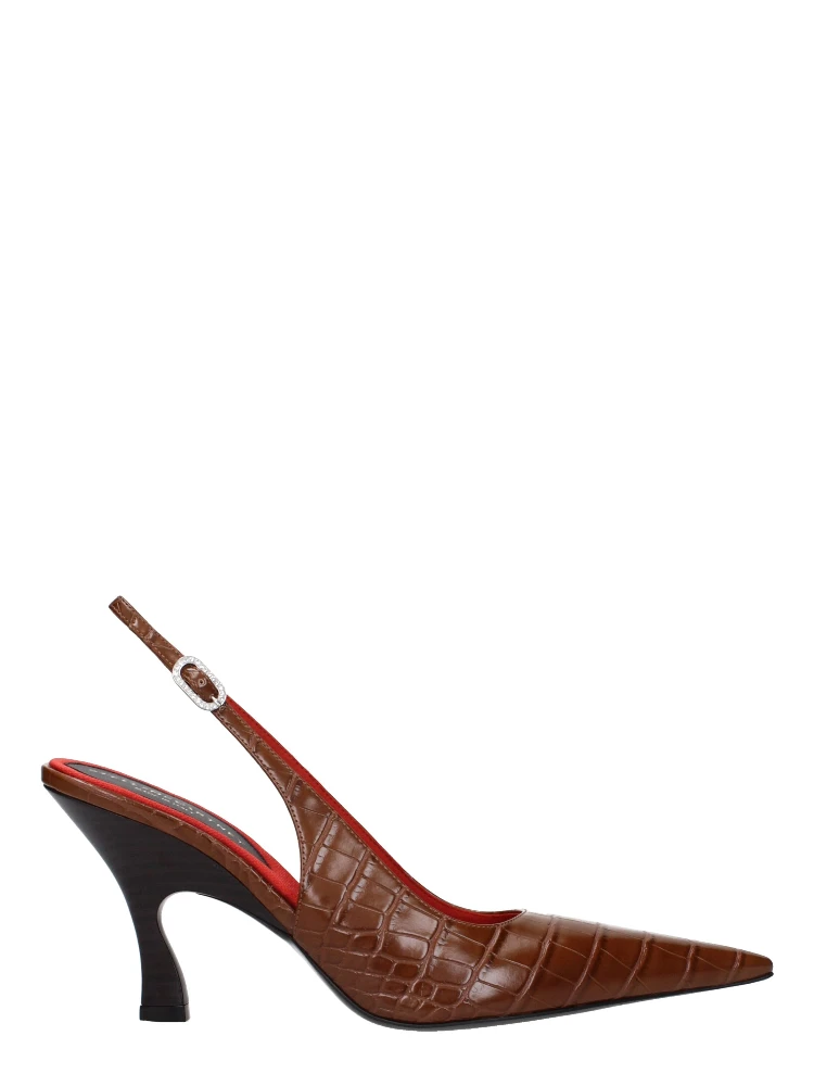Brown Leather High Heel Pumps
