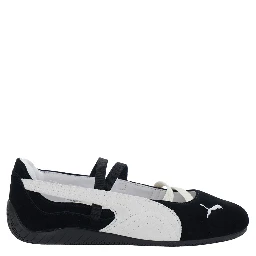 Speedcat Ballet Black Sneaker with Embroidered Logo on the Front and Elastic Band in Suede Woman