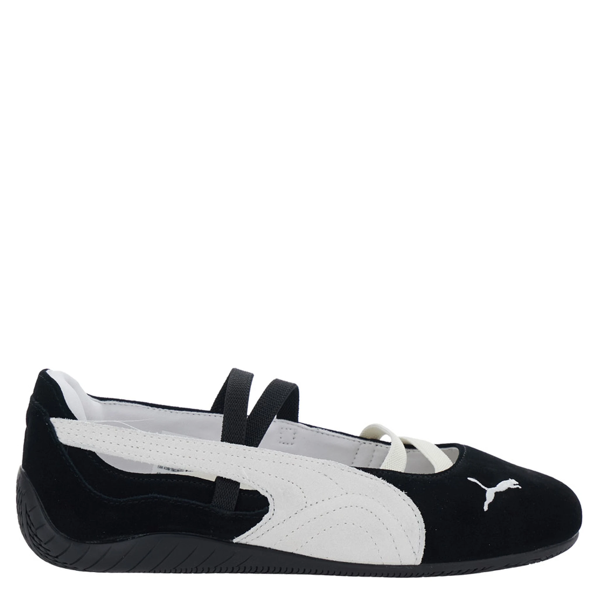 Speedcat Ballet Black Sneaker with Embroidered Logo on the Front and Elastic Band in Suede Woman