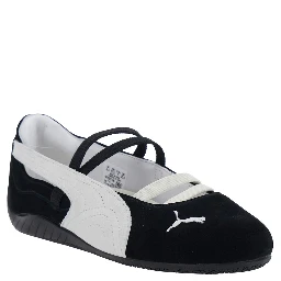 Speedcat Ballet Black Sneaker with Embroidered Logo on the Front and Elastic Band in Suede Woman