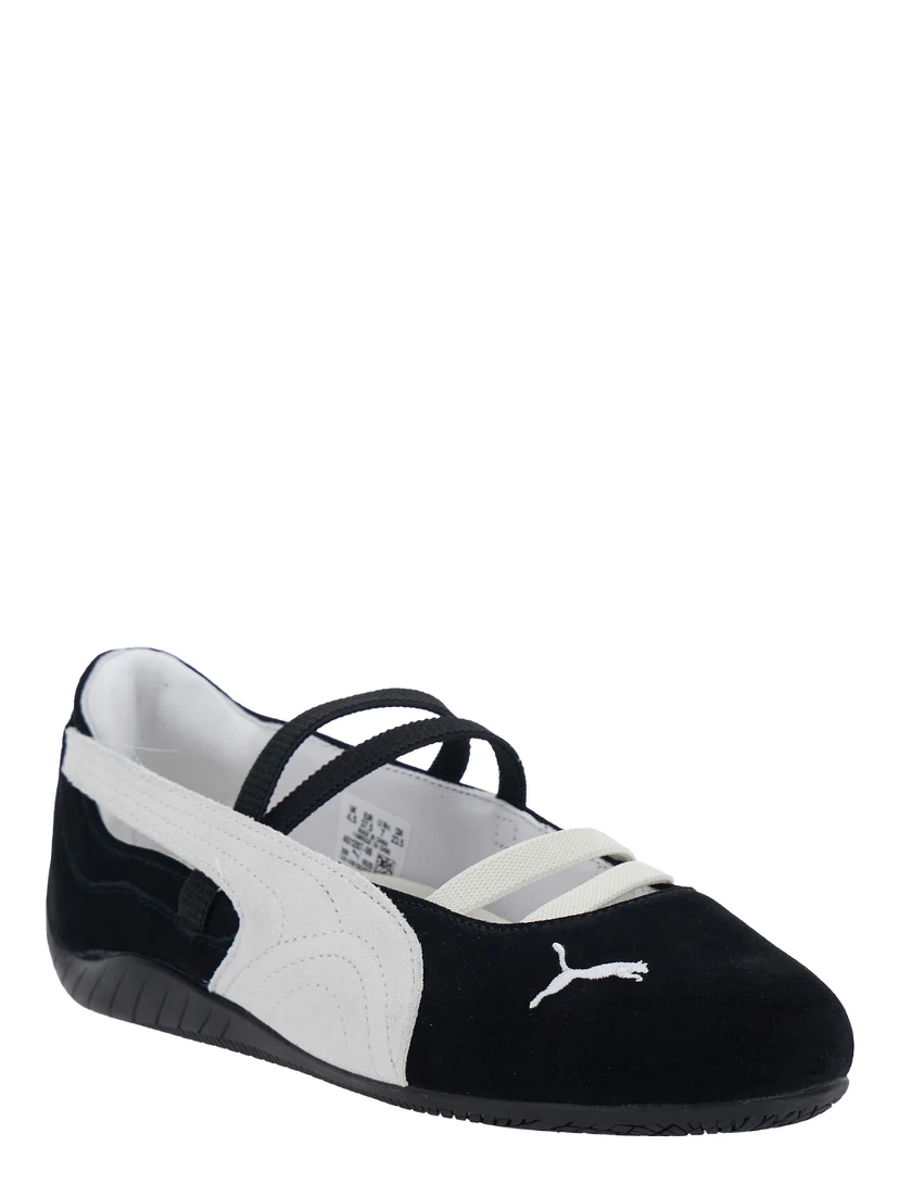 Speedcat Ballet Black Sneaker with Embroidered Logo on the Front and Elastic Band in Suede Woman