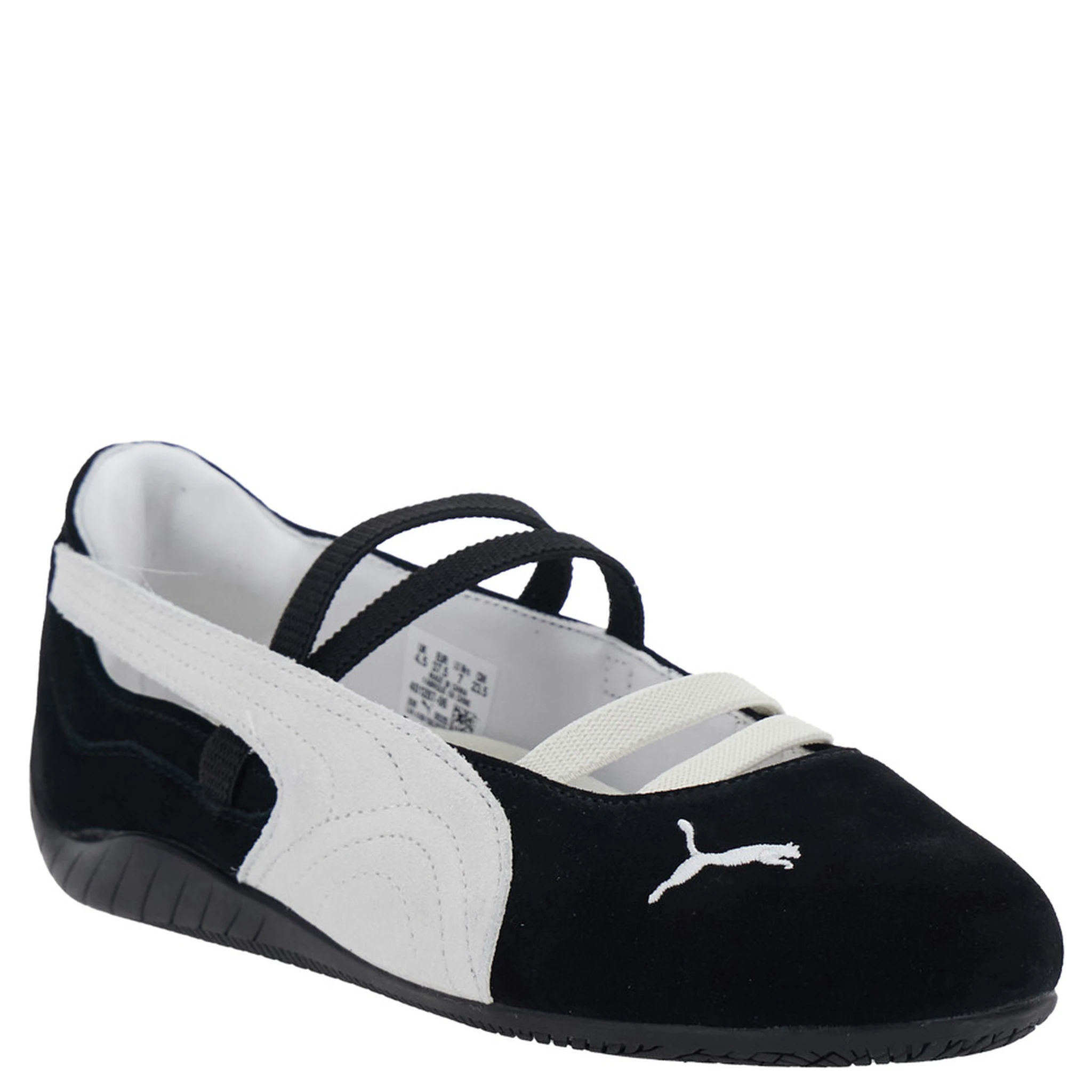 Speedcat Ballet Black Sneaker with Embroidered Logo on the Front and Elastic Band in Suede Woman