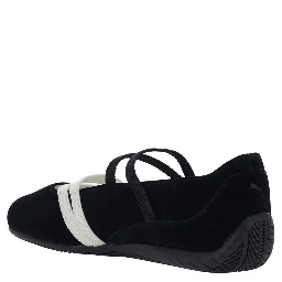 Speedcat Ballet Black Sneaker with Embroidered Logo on the Front and Elastic Band in Suede Woman