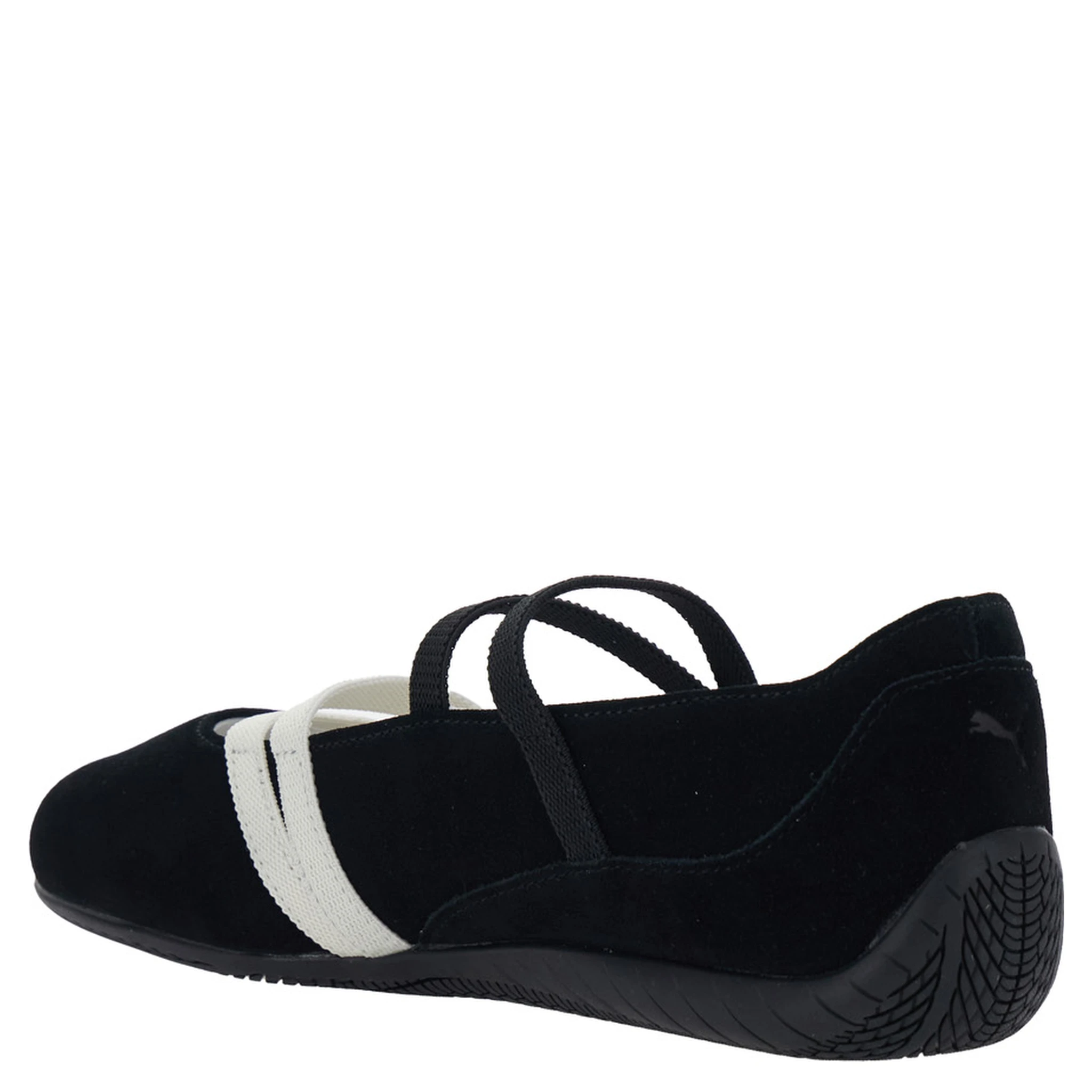 Speedcat Ballet Black Sneaker with Embroidered Logo on the Front and Elastic Band in Suede Woman