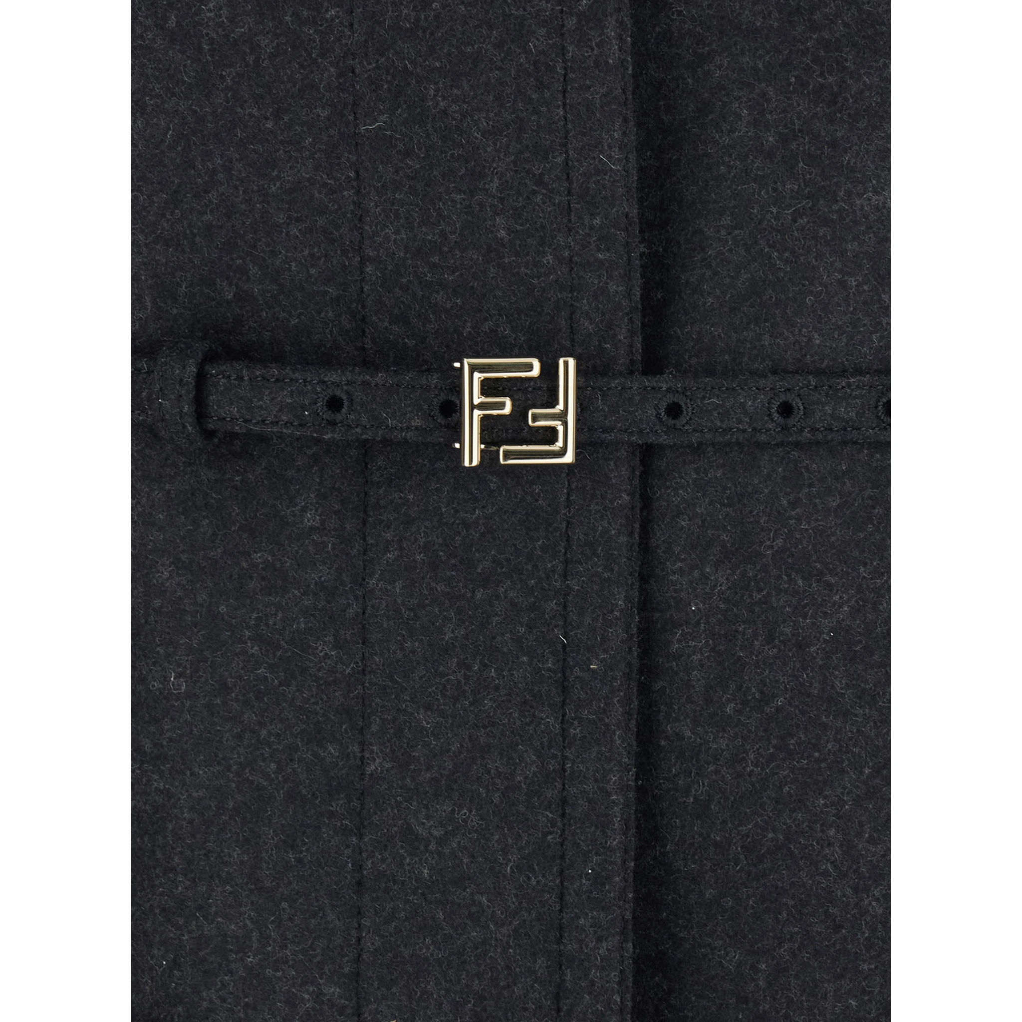 Grey Crewneck Jacket with Puffed Leather Sleeves in Wool Woman