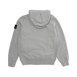 Grey Hoodie with Fixed Hood and Logo Patch on the Sleeve in Cotton Boy