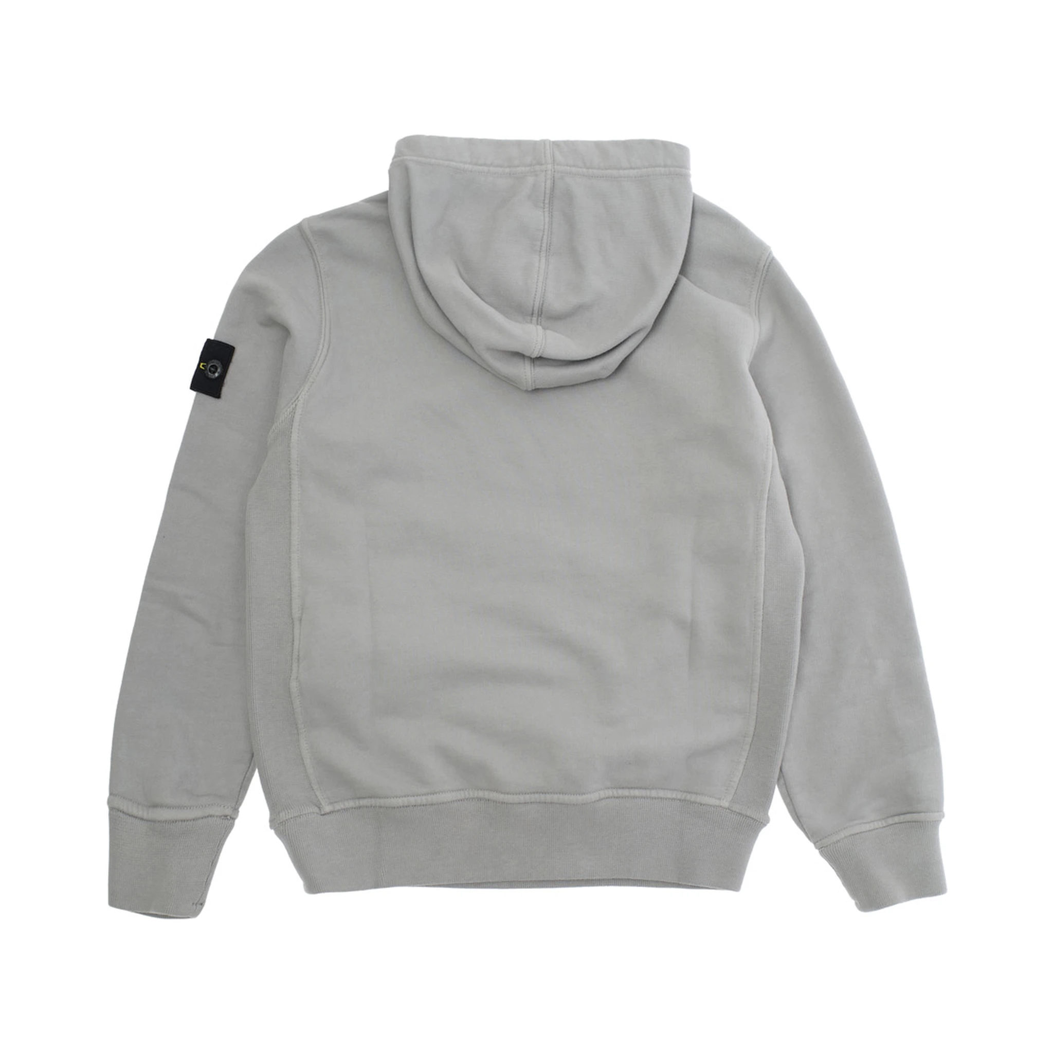 Grey Hoodie with Fixed Hood and Logo Patch on the Sleeve in Cotton Boy
