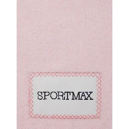 Pink Scarf with Logo Patch on the Front and Fringed Hem in Wool Blend Woman