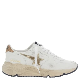 Running Sole White Sneaker with Side Star Detail in Mixed Leather Woman