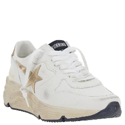 Running Sole White Sneaker with Side Star Detail in Mixed Leather Woman
