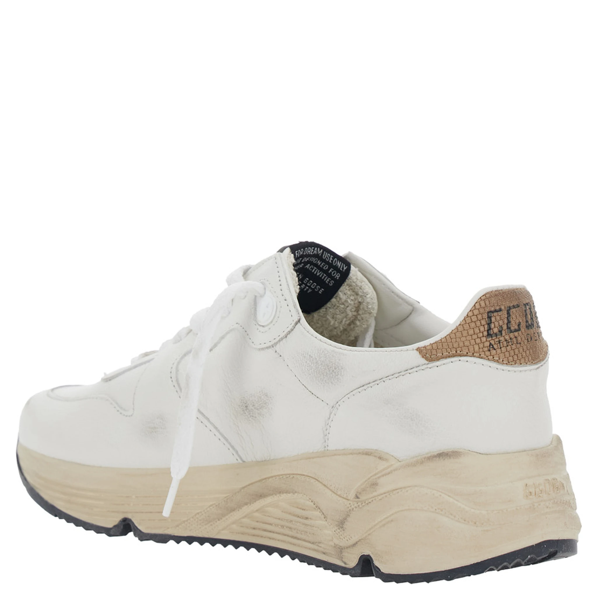 Running Sole White Sneaker with Side Star Detail in Mixed Leather Woman